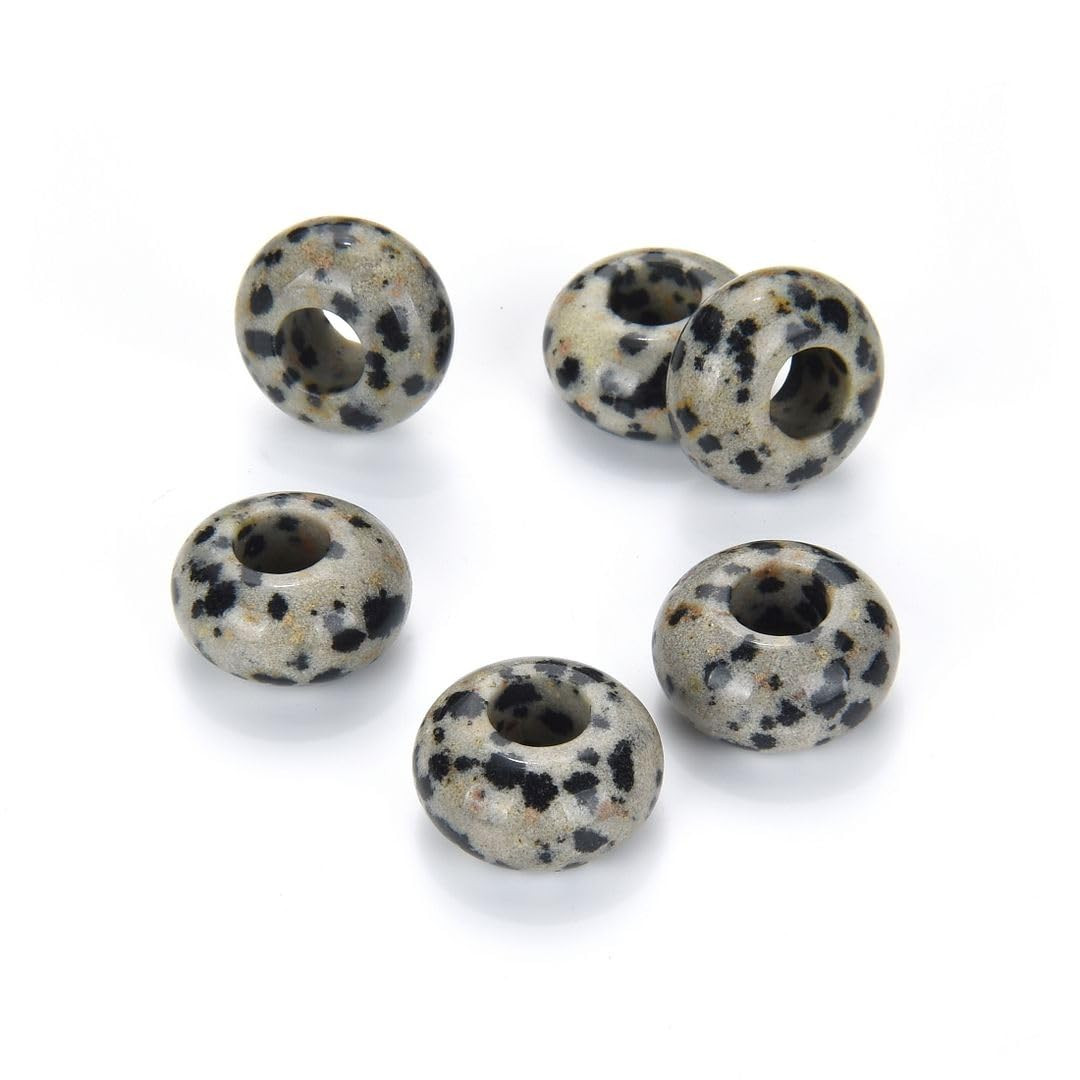 Adabele 30pcs Natural Dalmatian Jasper Gemstone 8x14mm Donut Rondelle Beads Large Hole ID 5.6mm for DIY Craft Jewelry Making GW-A9 | Amazon (US)