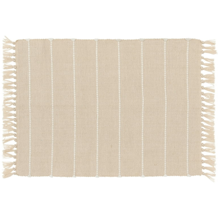Mainstays by Becky G. & Alejandra Indoor/Outdoor Layering Rug, Beige Stripe, 24" x 36" | Walmart (US)