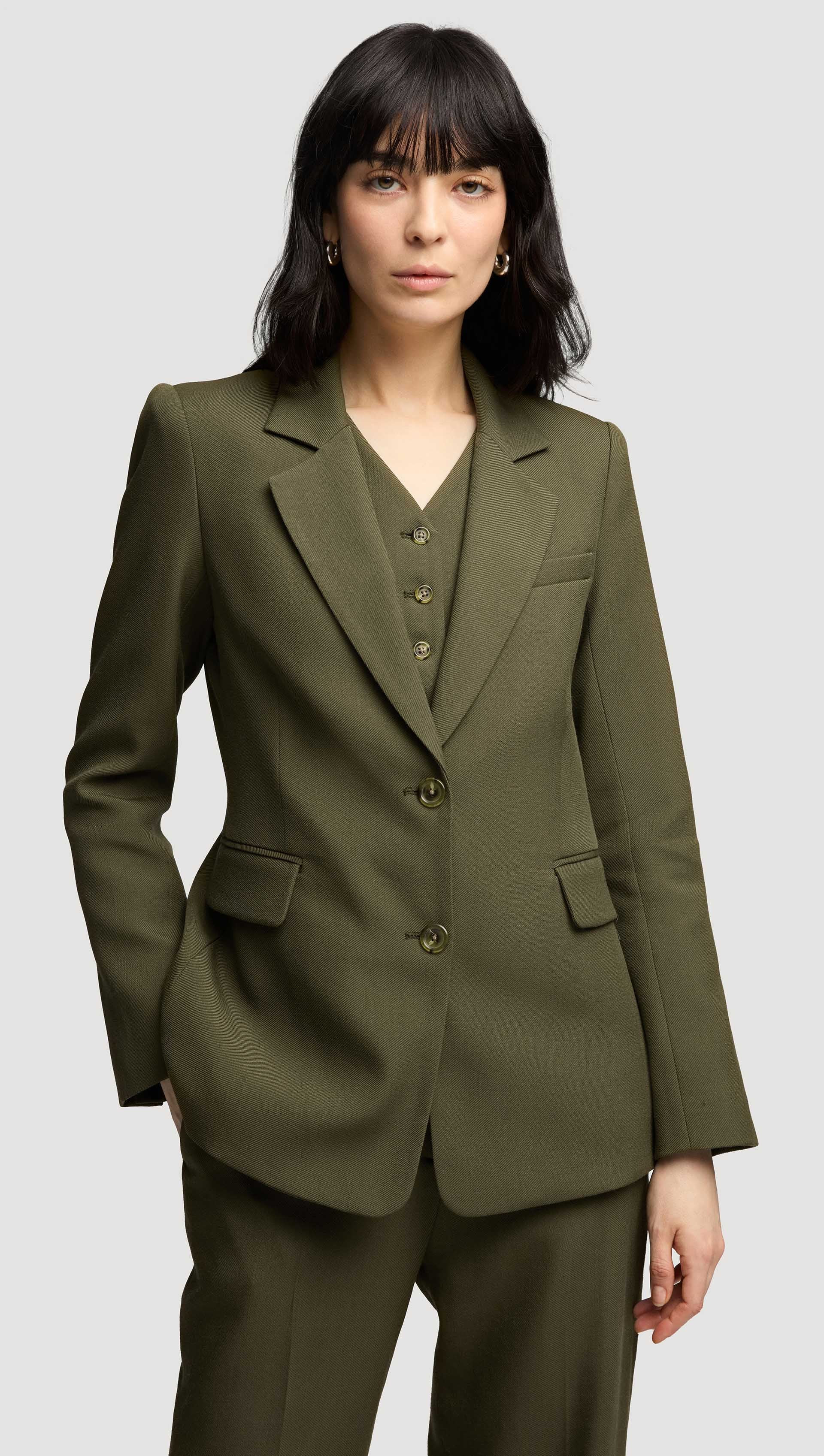 Two-Button Blazer in Viscose Wool Twill | Women's Blazers | Argent | Argent