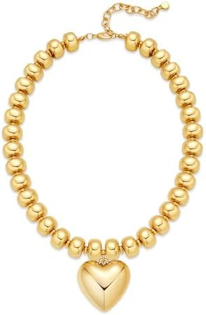 Gold Heart Pendant Necklaces for Women Colorful Acrylic Resin Beaded Choker Necklace Fashion Chun... | Amazon (US)