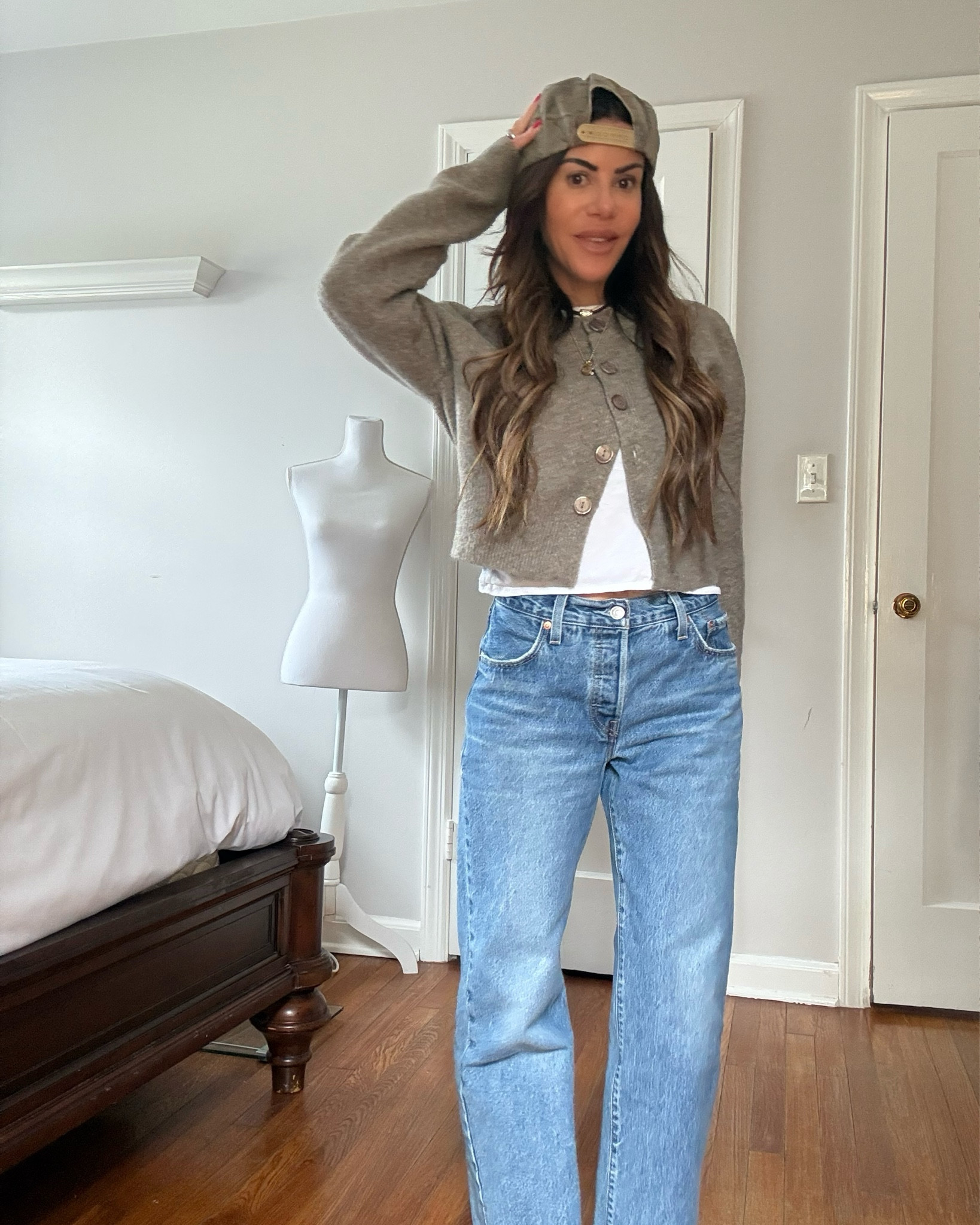 Levi’s I sized up for baggier fit.