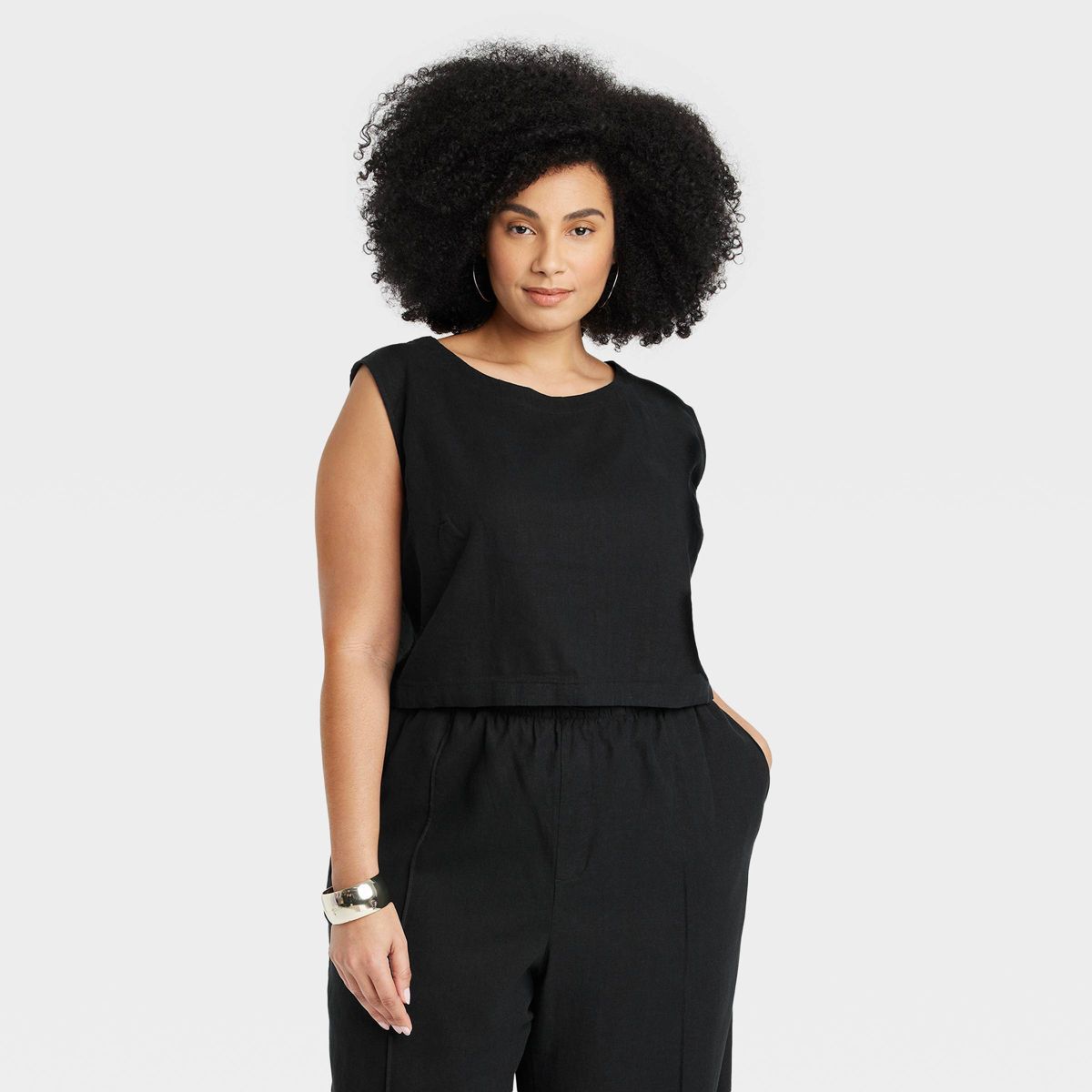 Women's Linen Tank Top - A New Day™ Black XXL | Target