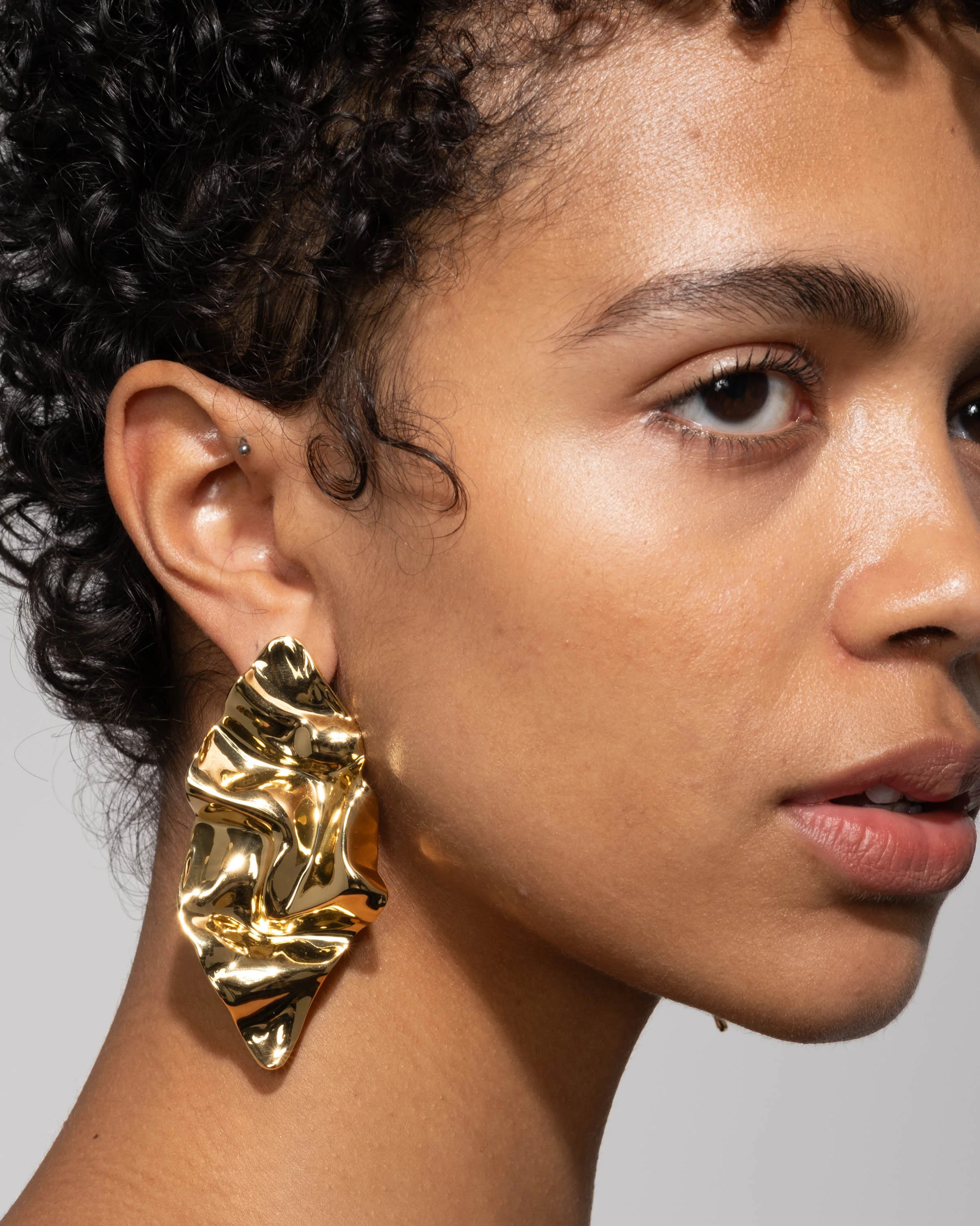 Crumpled Gold Post Earrings | ALEXIS BITTAR | Alexis Bittar