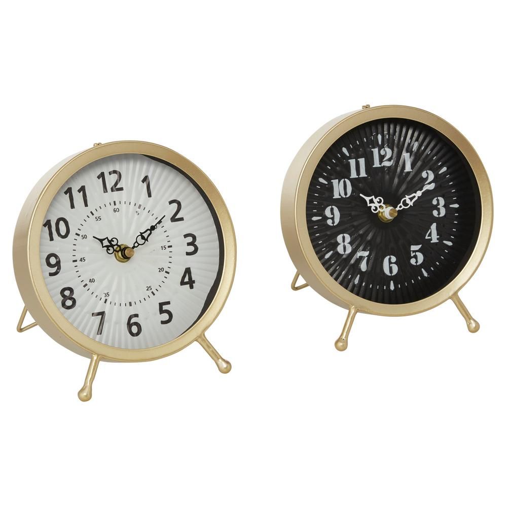 Litton Lane Gold Modern Clock, Set of 2/ASST 6 in.W, 7 in.H | The Home Depot