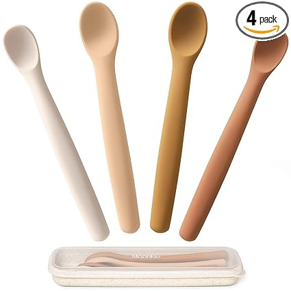 Moonkie Silicone Baby Spoons Set of 4, Two Sizes Feeding Spoon for First Stage 4+ Months, Baby Ut... | Amazon (US)