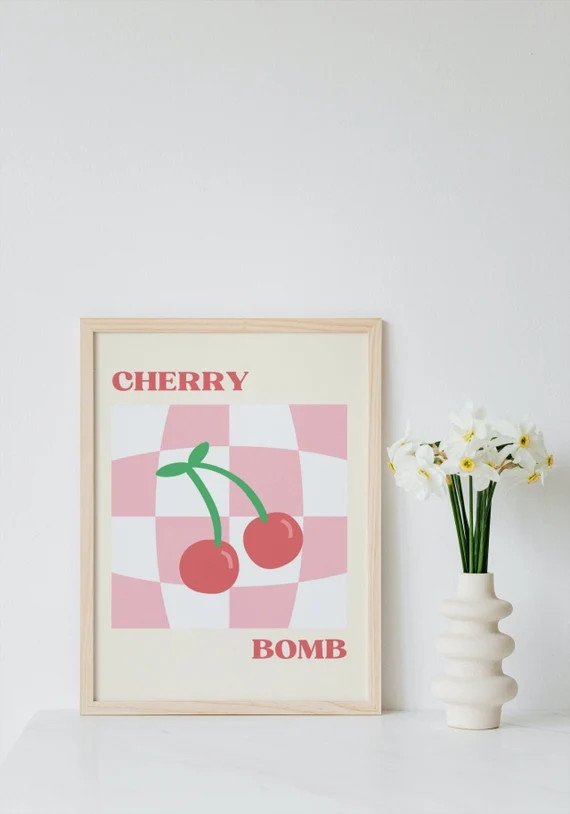 Cherry Wall Art Poster Cherry Bomb Aesthetic Feminine - Etsy | Etsy (US)