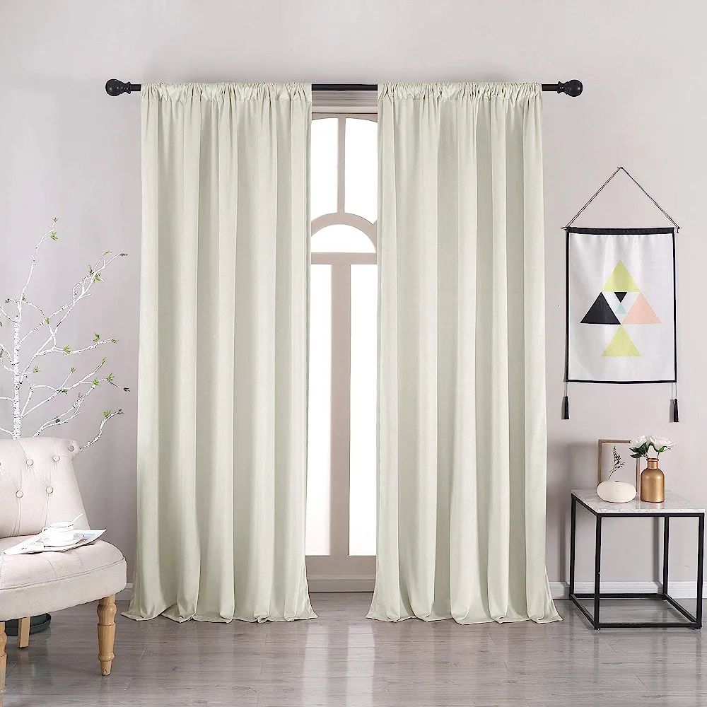 nanbowang Ivory White Velvet Curtains 108 Inches Long Soft Curtains Rod Pocket Thermal Insulated ... | Amazon (US)