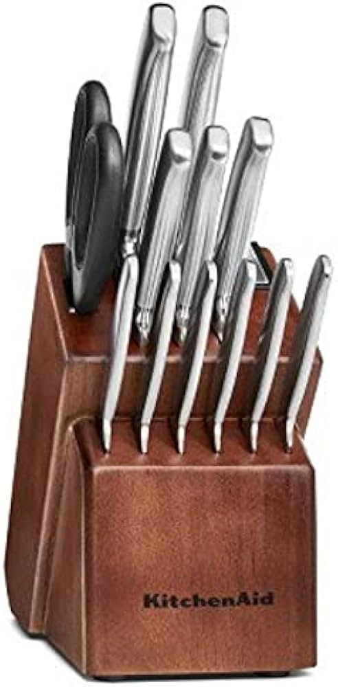 KitchenAid KKFSS14CS 14pc German Stainless Steel Knife Set Wooden Block Maple Integrated #600 Dia... | Amazon (US)