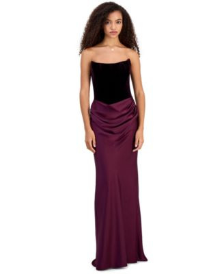 Betsy & Adam Women's Strapless Velvet Corset Dress - Plum | Macy's