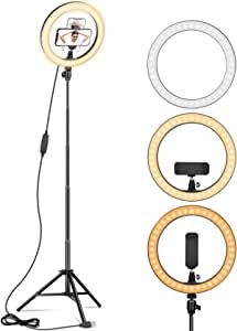 Ring Light 10" with 67" Extended Tripod Stand & Phone Holder for YouTube Video, Camera Led Ring L... | Amazon (US)