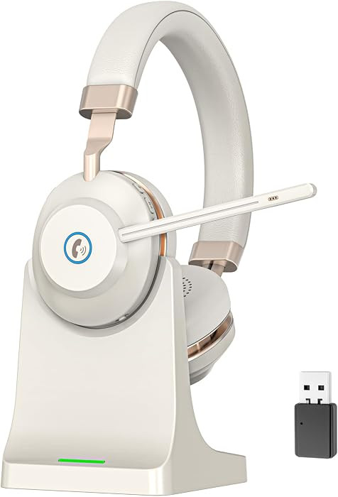 Wireless Headset with Mic for Work, V5.2 Wireless Headphones with Mic Noise Canceling & USB Dongl... | Amazon (US)