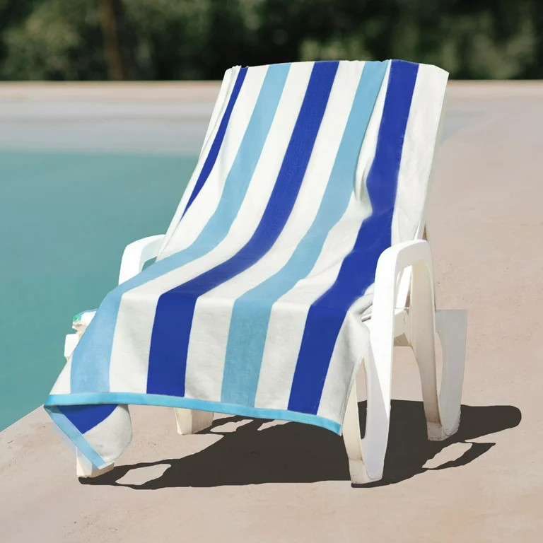 Better Homes & Gardens Cabana Stripe Oversized Beach Towel, 72" x 38", Blue | Walmart (US)