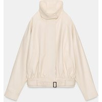 Zara - Oversize Leather Effect Bomber Jacket - Cream - S - Woman | Zara UK