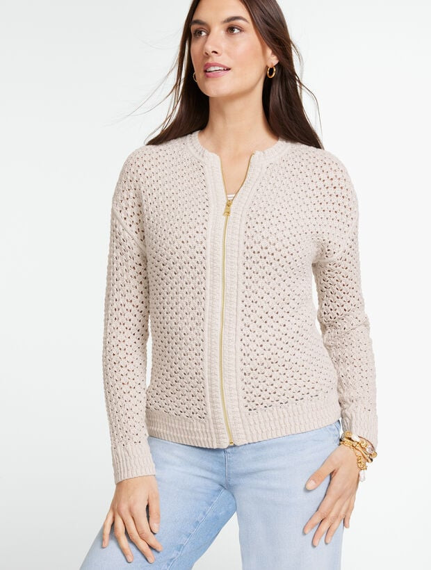 Open Stitch Full-Zip Cardigan | Talbots