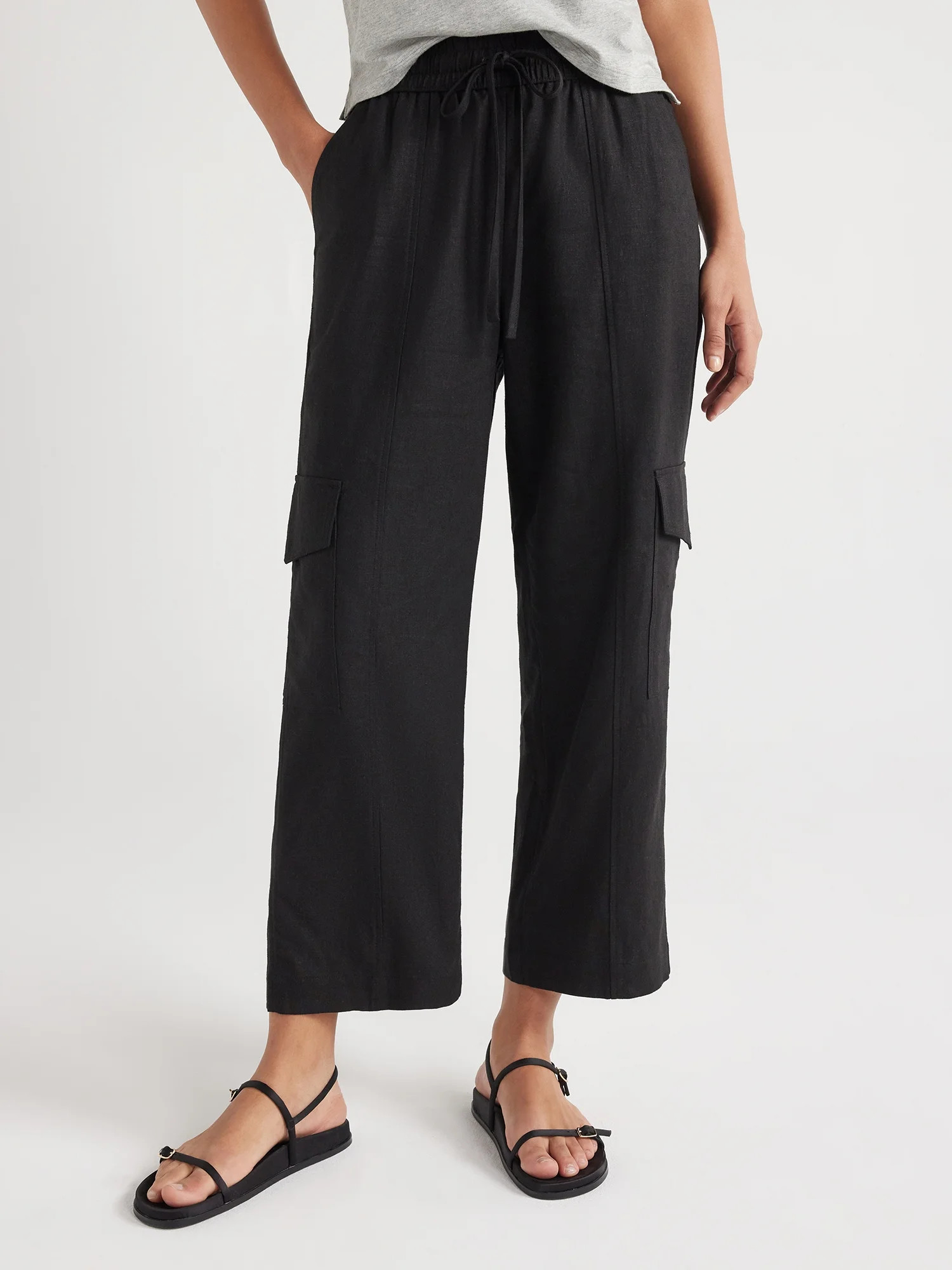 Free Assembly Women’s Mid-Rise Pull-On Cargo Pants, 27” Inseam, Sizes XS-XXL | Walmart (US)