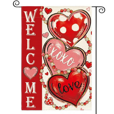 Love Hearts Valentines Day Garden Flag 12x18 Inch Single Sided Outside, XOXO Welcome | Target