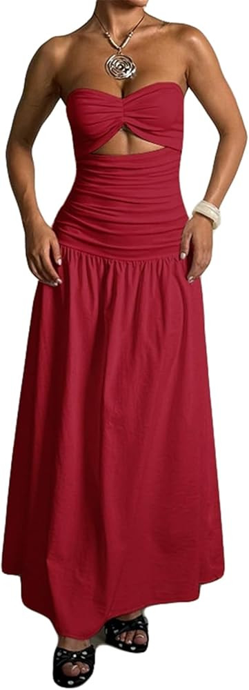 Qikaka Women's Off Shoulder Ruched Ruffles Solid Bodycon Sexy Nightclub Party Dress | Amazon (US)