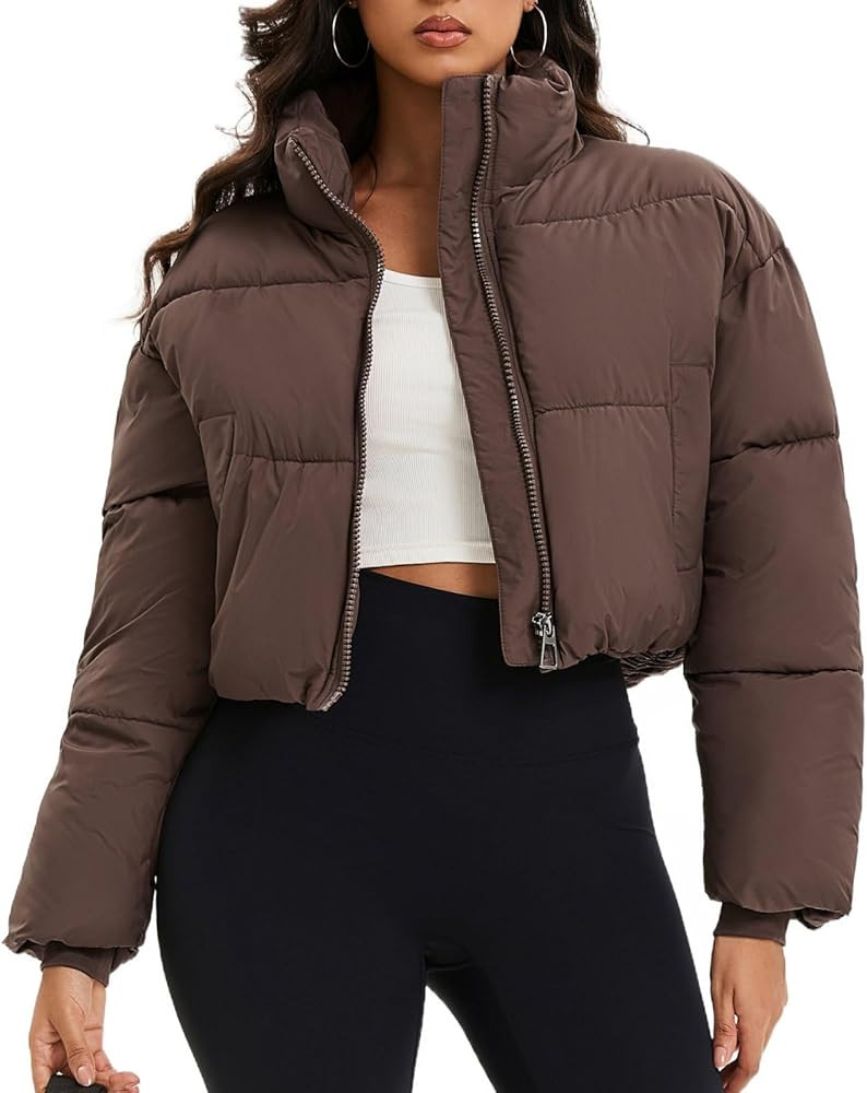 Women's Cropped Puffer Jackets,Lightweight Ladies Quilted Jacket with Pockets,Short Warm Winter O... | Amazon (US)