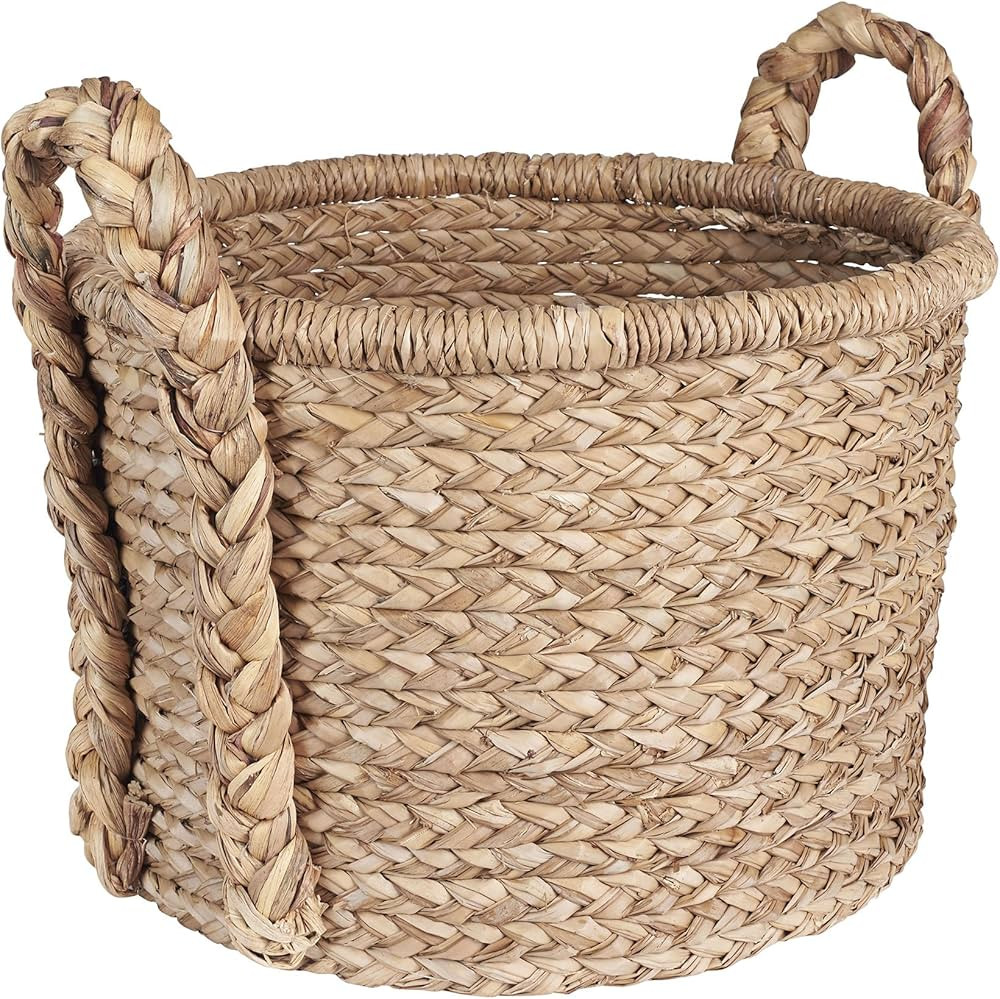 Household Essentials Large Wicker Floor Storage Basket with Braided Handle, Light Brown 19''x 25'... | Amazon (US)