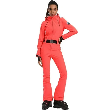 Gsou Snow Women s Classic One Piece Ski Suit With Hood Orange Large | Walmart (US)