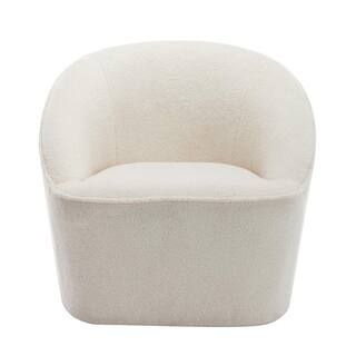 ELUXURY Cream Faux Shearling Barrel Swivel Chair-HBT151A-FF08-CR - The Home Depot | The Home Depot