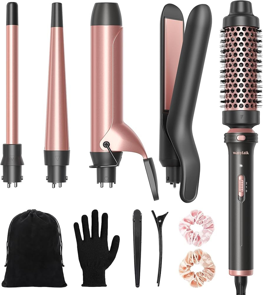Wavytalk 5 in 1 Curling Iron, Curling Iron Set with Thermal Brush and 4 Interchangeable Ceramic C... | Amazon (US)