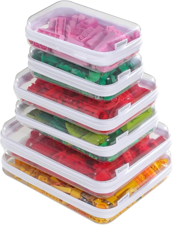 6PCS Clear Zipper Pouches, Small Christmas Item Storage Bins, Zippered Hard Pouch Double, Portabl... | Amazon (US)