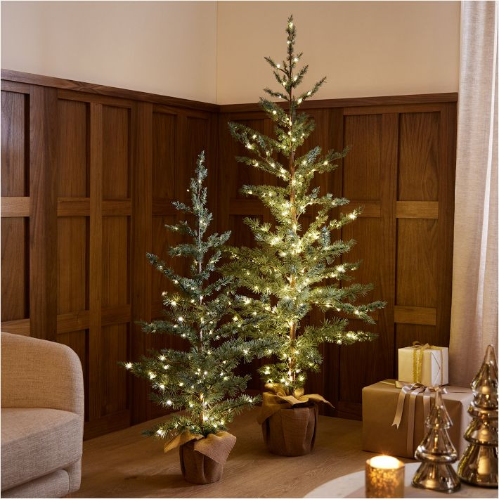 Pre-Lit Faux Blue Spruce Tree w/ Burlap Base | West Elm (US)