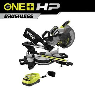 RYOBI ONE+ HP 18V Brushless Cordless 10 in. Sliding Compound Miter Saw Kit with 4.0 Ah HIGH PERFO... | The Home Depot