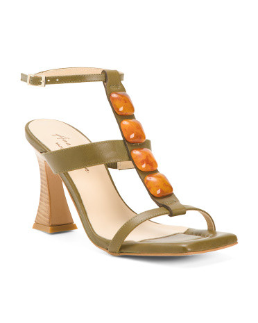 Made In Spain Leather With Turtle Front Details Heel Sandals | TJ Maxx