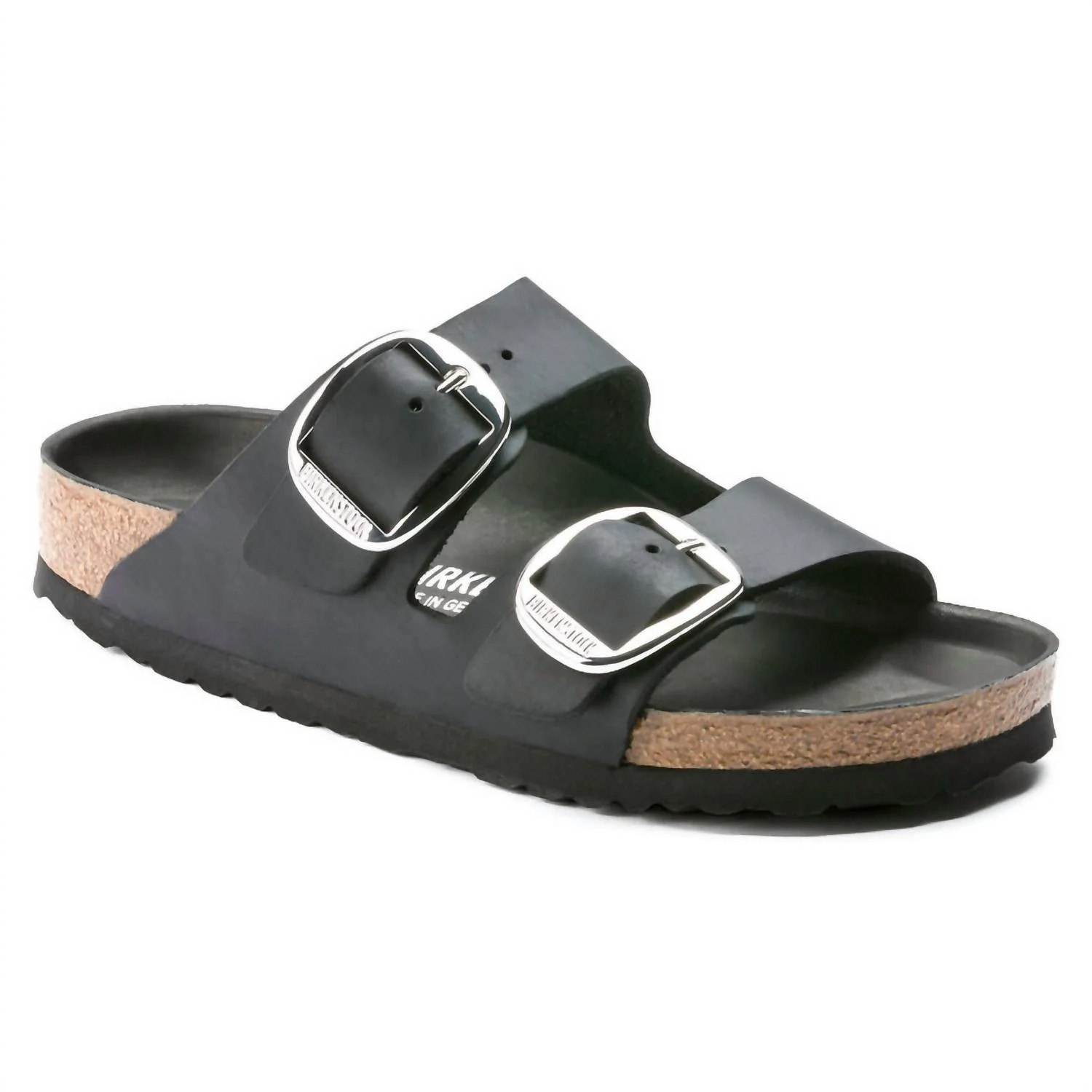 Women's Arizona Big Buckle Oiled Leather Sandal In Black | Shop Simon