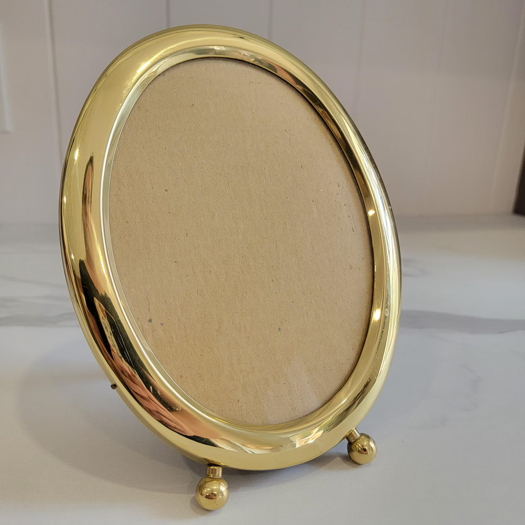 Vintage Brass Footed Oval Picture Frame - Etsy | Etsy (US)