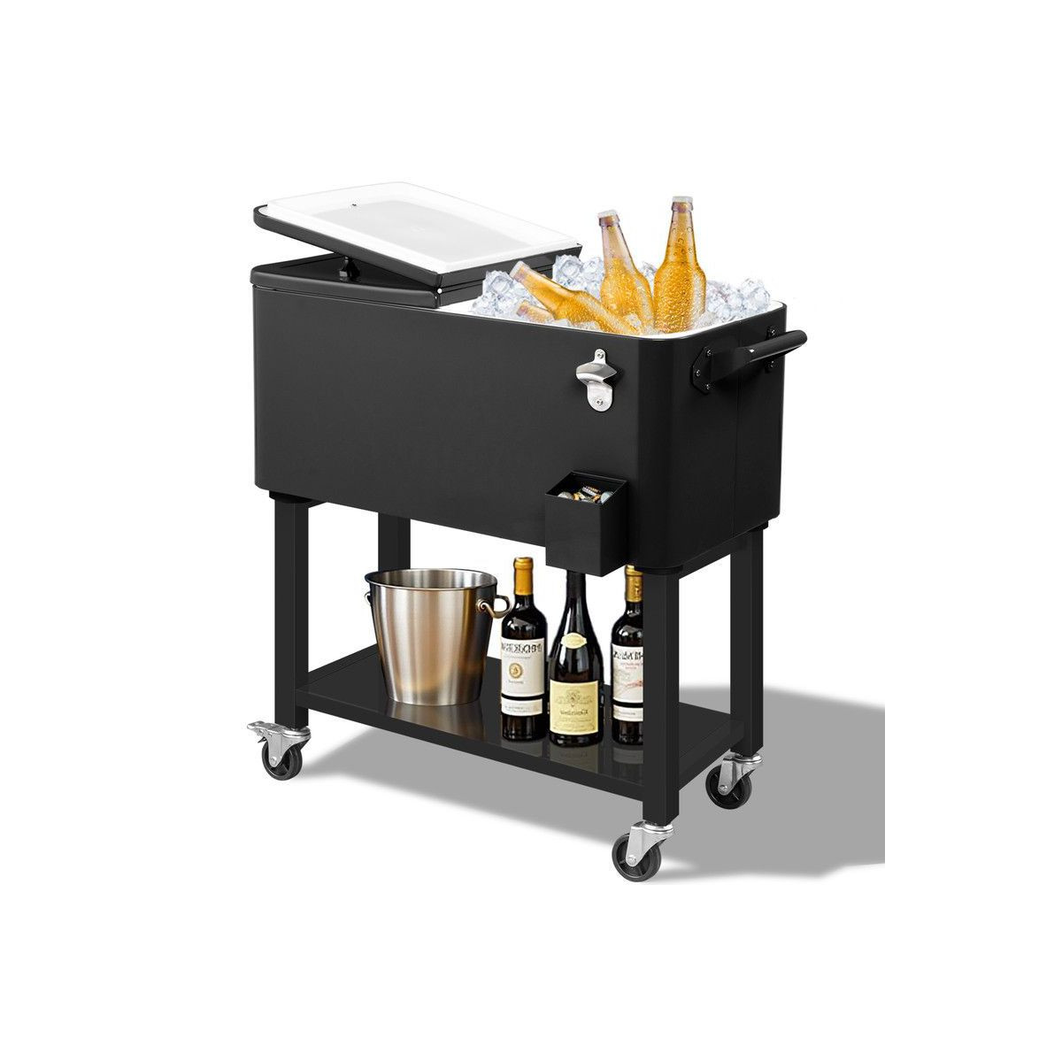 Karl Home Black Detachable 80 Qt. Outdoor Rolling Cooler Cart | Target