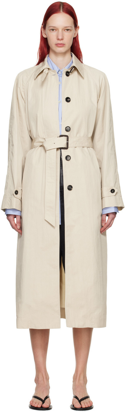 Teurn Studios Beige Belted Trench Coat | SSENSE