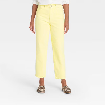Women's Super-High Rise Vintage Straight Cropped Jeans - Universal Thread™ Yellow 2 | Target