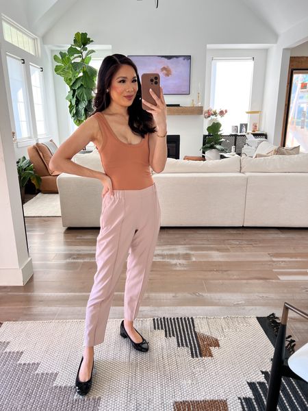 Smart casual outfit with Nuuds clay colored bodysuit paired with jogger-style pants. This bodysuit is so comfy and luxuriously soft. Pants have elasticized waist and are super stretchy! This pant color is available in limited sizes but linking other colors, too

#LTKSeasonal #LTKstyletip #LTKsalealert