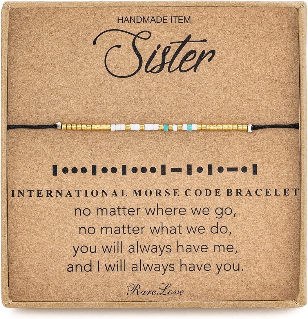 RareLove Sister Morse Code Beaded Bracelet Sister Birthday Gifts from Sister Long Distance Friend... | Amazon (US)