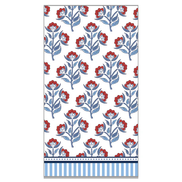 WH Paper Guest Towels | Red Floral Block Print | WH Hostess Social Stationery