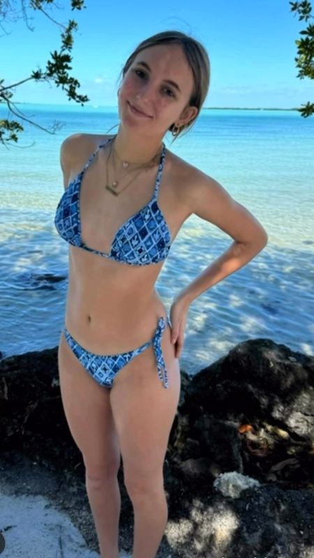 Gracie was wearing a small in this cute tiny triangle print bikini comes in two colors

#LTKfindsunder100 #LTKswim #LTKover40