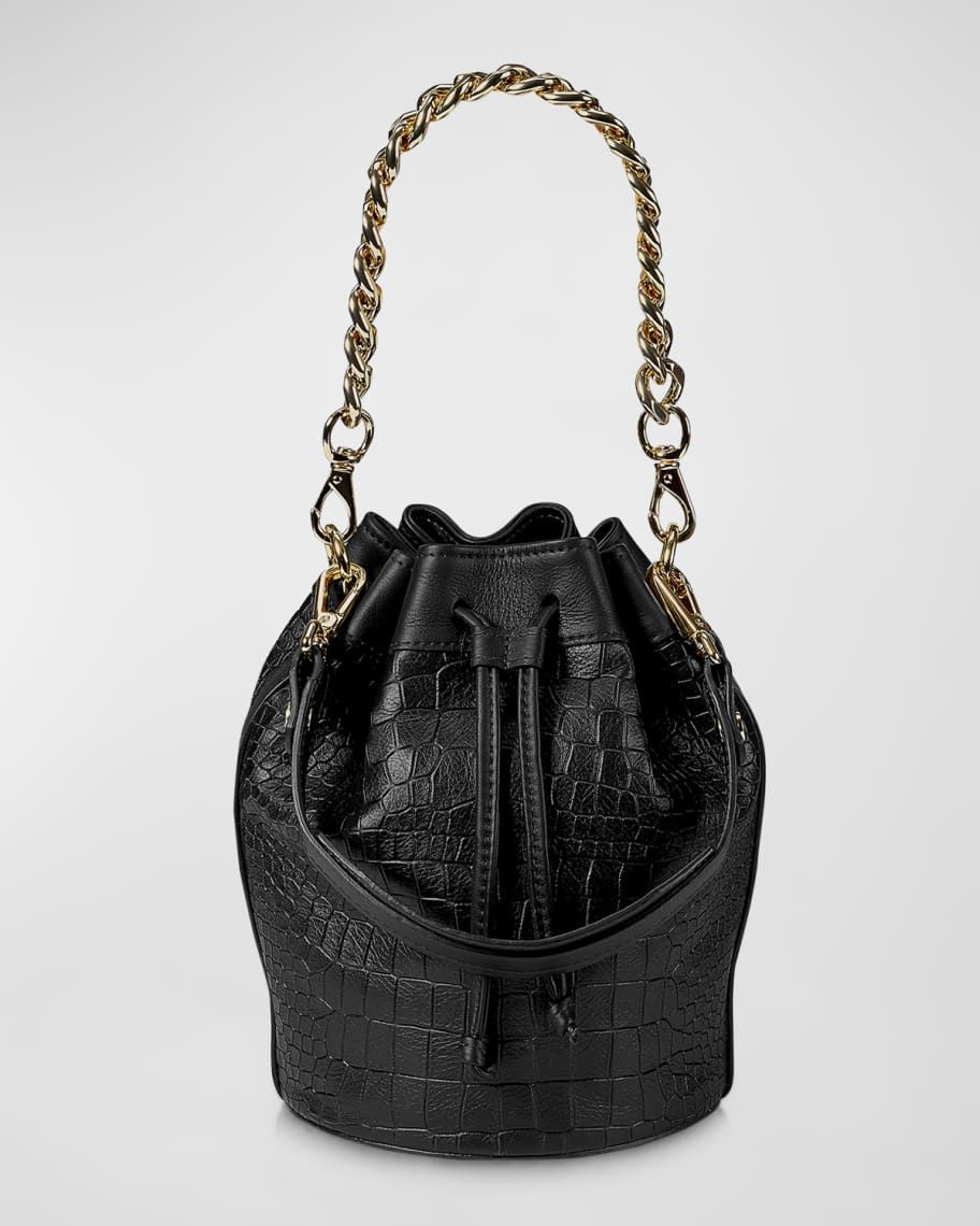 Gigi New York Brooklyn Croc-Embossed Bucket Bag | Neiman Marcus