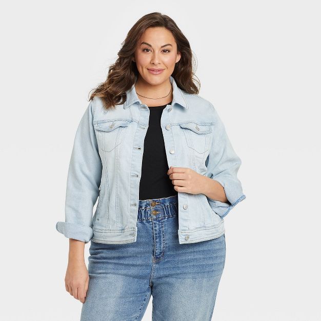 Women's Plus Size Button-Down Jean Jacket - Ava & Viv™ | Target