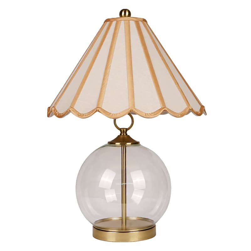 Glass Lamp With Scallop Shade, 23", Clear, Metal/glass, sold by At Home | At Home