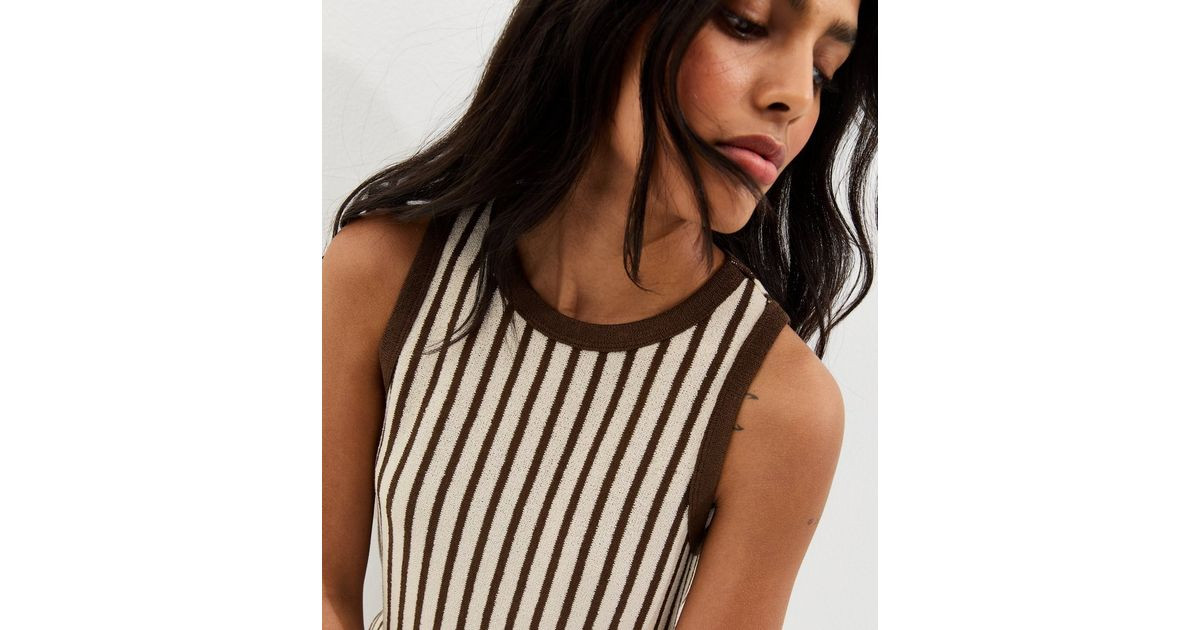 Brown Soft Touch Striped Vest | New Look | New Look (UK)