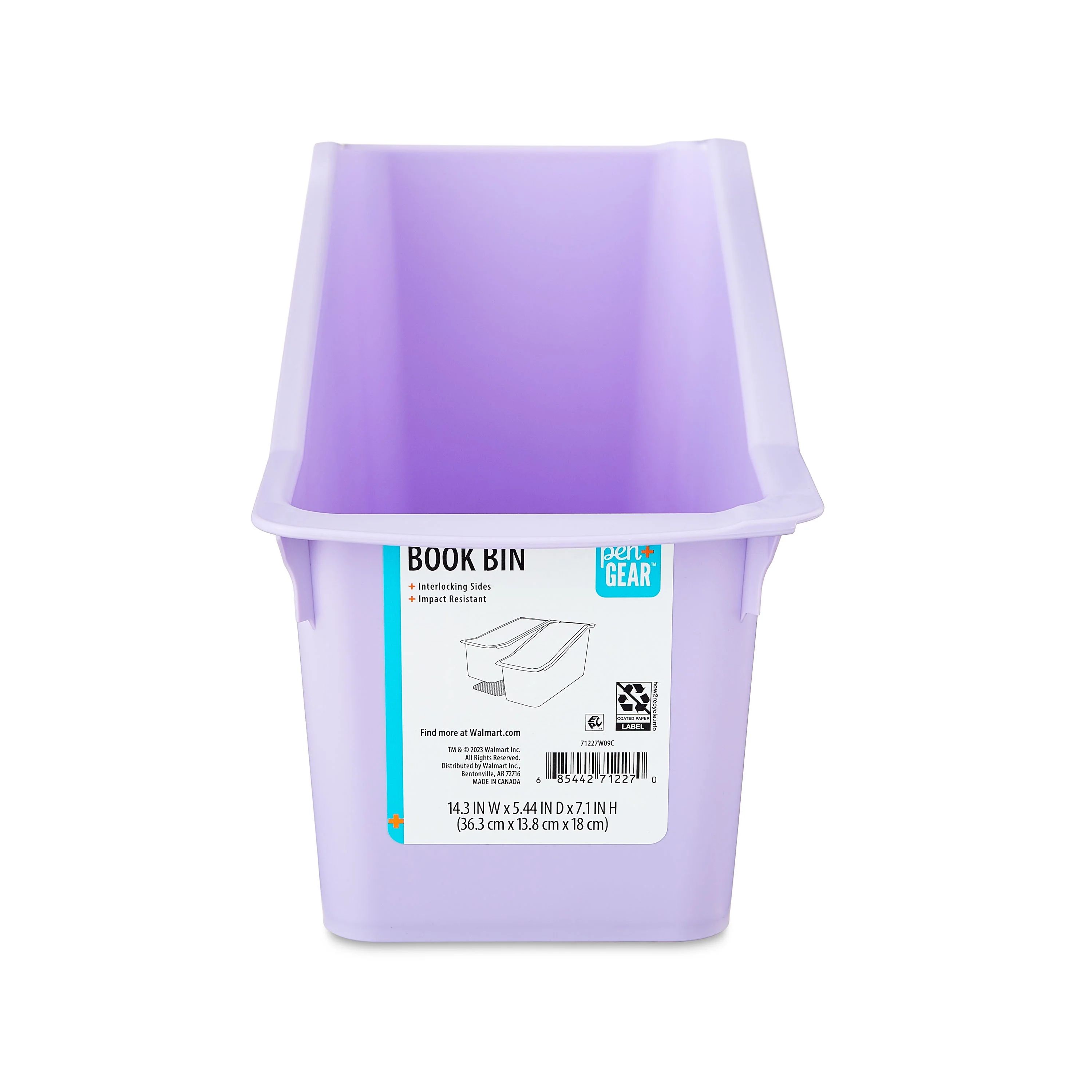 Pen+Gear Plastic Book Bin, Lavender Sky | Walmart (US)