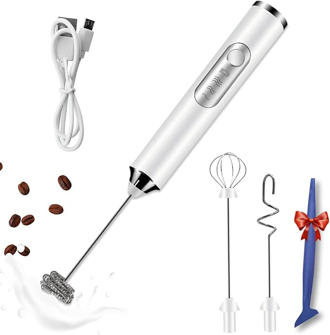 Womiten Coffee & Milk Frother Handheld Rechargeable with 3 Heads,Electric Whisk Drink Foam Mixer ... | Amazon (US)