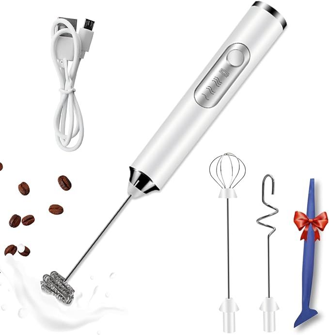 Womiten Coffee & Milk Frother Handheld Rechargeable with 3 Heads,Electric Whisk Drink Foam Mixer ... | Amazon (US)