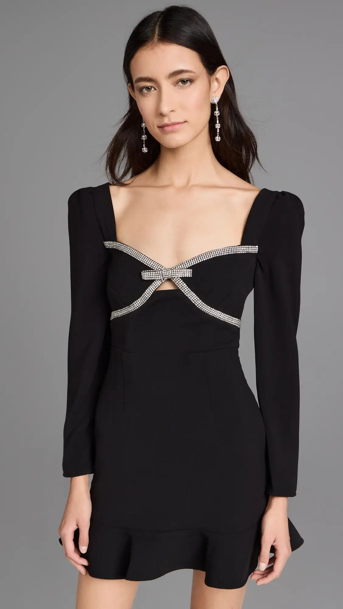 Self Portrait Black Diamante Bow Mini Dress | Shopbop | Shopbop