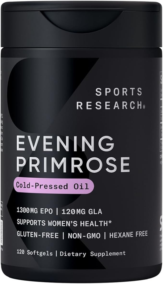 Sports Research Evening Primrose Oil (1300mg) Cold-Pressed with No fillers or Artificial Ingredie... | Amazon (US)