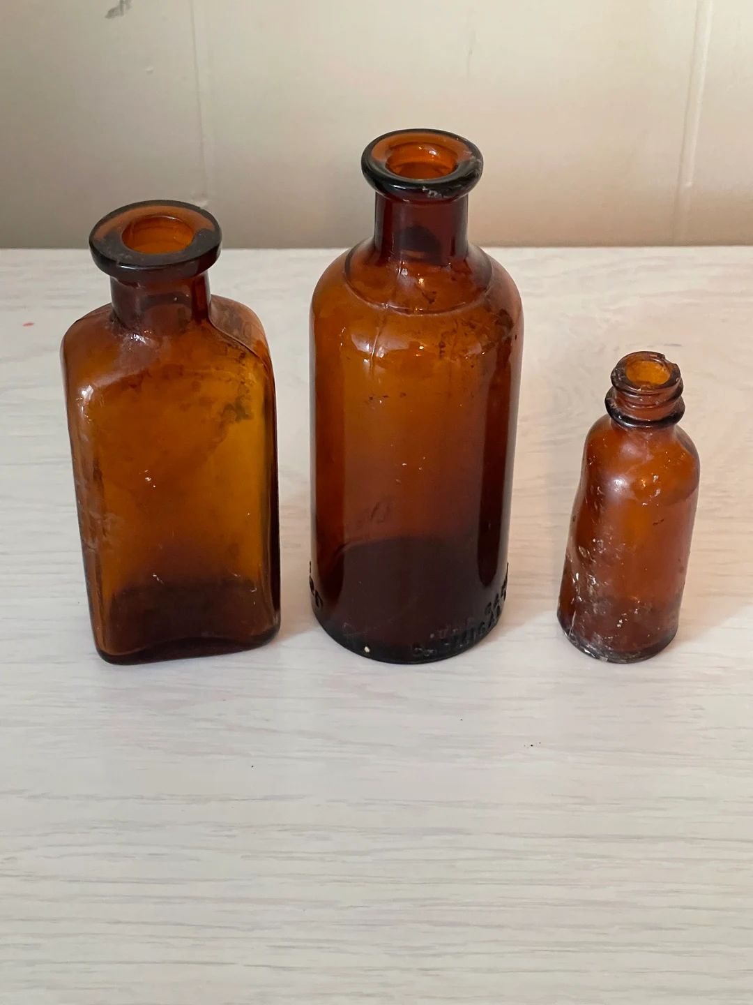 Vintage Brown Glass Bottles set of 3 Oakland Chemical - Etsy | Etsy (US)