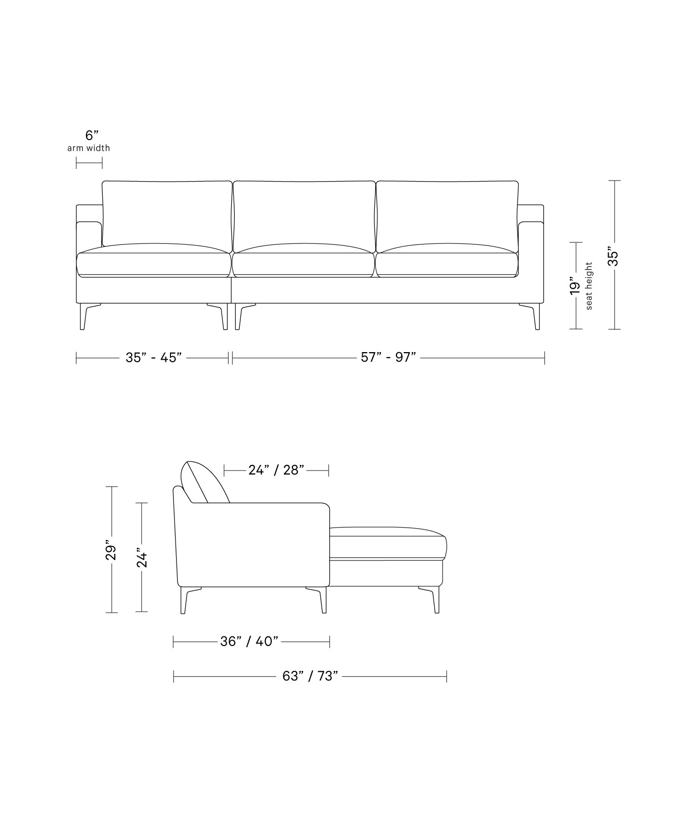 Sloan Leather  Chaise Sectional | Interior Define
